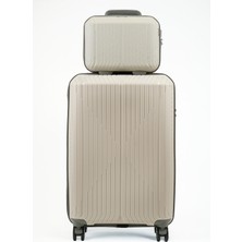 GROUND Sirius 2'li Valiz Seti Büyük-Makyaj Kemik-Gri - 10728