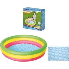 Bestway Çocuk Havuzu, 102X25CM, Şişme Taban, 3 Halkalı, Renkli ve Eğlenceli