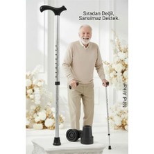 Mey İthalat Mey Ithalat® Yükseklik Ayarlanabilir Gri  Metal Baston - 7 Kademe Ayarlı Ergonomik Denge Deste�