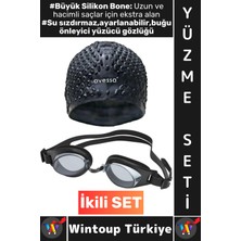 Özgürce Su Geçirmez Yüzme Seti Büyük Beden Silikon Bone ve Gözlüğü