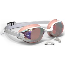 Özgürce Yüzücü Gözlüğü, Aynalı Camlar, Beyaz/pembe, Standart Boy, Konforlu ve Şık