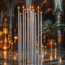 Kuzey Oyuncak Yüksek Kalite Vıp Church Silver Candles 16 Adet Gümüş Arınma Mumu Gümüş Kilise Mumu Gümüş Ayin Mumu