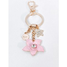 Moncuk Design Zirkon Taşlı Yıldız ve Çiçek Figürlü Rose Gold Lüks Anahtarlık & Çanta Aksesuarı