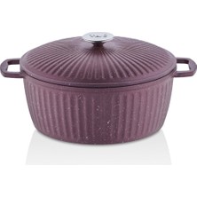 Taç Bella Döküm Derin 24 cm Döküm Kapak Tencere Lila