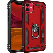 Eco Port Apple Iphone 11 Kılıf Sofya Yüzüklü Silikon Kapak - Kırmızı