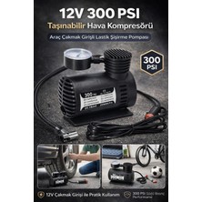 Özgürce 12V Taşınabilir Hava Kompresörü, Araç Çakmak Girişli, Lastik Şişirme