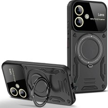 Newface Muratech New  Galaxy A06 Kılıf Joy Lens Standlı Kapak - Siyah