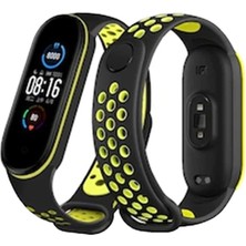 Mey İthalat Mey Ithalat®   Mi Band 4 Spor Delikli Kordon - Siyah-Yeşil