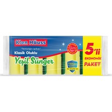 Klen Hauss Klasik Yeşil Oluklu Sünger 5'li 3 Adet