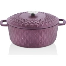 Taç Carabella Döküm Derin 24 cm Döküm Kapak Tencere Lila