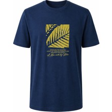 Trender 26Y595000010 Indigo Erkek T-Shirt Yaprak O Yaka Baskılı