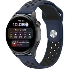 Mey İthalat Mey Ithalat®  Watch 20MM Spor Delikli Kordon - Lacivert-Siyah