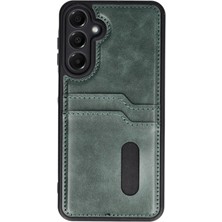 Newface Muratech New  Galaxy A56 Kılıf Sara Kartvizitli Deri Kılıf - Koyu Yeşil