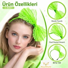 Belle Fusion Mey Ithalat® 80’ler 90’lar Neon Yeşil Dantel Taç Fiyonklu