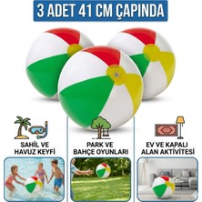 Özgürce 3 Adet Deniz Topu 41 Cm, Eğlenceli ve Renkli Plaj ve Havuz Oyunu