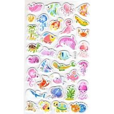 Limmy Sticker Eva Kabartmalı Stiker Çıkartma Defter Etiket (XK012) 14X24 cm - Tropik Renkli Balıklar