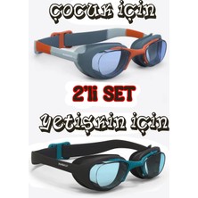 Özgürce 2'li Yüzücü Gözlüğü Seti, Mavi/beyaz/kırmızı, Şeffaf Camlar