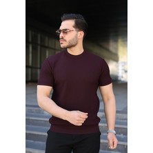 Nidam Butik Erkek Bisiklet Yaka Petek Dokulu Kısa Kollu Triko Tişört