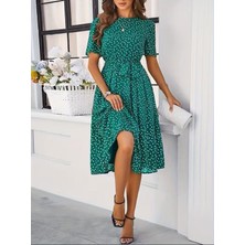 Bi Baksana Kadın Kısa Kollu Bisiklet Yakalı Puantiyeli Kısa Süprem Elbise