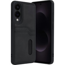 Newface Muratech New  Galaxy S25 Edge Sara Kartvizitli Deri Kılıf - Siyah