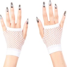 Mey İthalat Mey Ithalat® Beyaz Renk Kısa Boy Fileli Örgü Eldiven