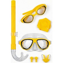 Özgürce Renkli 6 Parça Şnorkel Seti: Dalış Gözlüğü, Yüzme Gözlüğü, Bone, Kulak & Burun Tıkacı