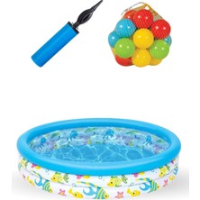 Özgürce 3 Boğumlu Desenli Çocuk Havuzu + 10 Top ve Pompa, 122X25 cm