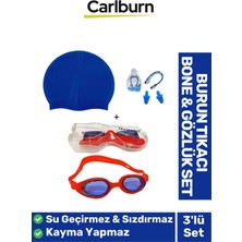 Özgürce Su Geçirmez Silikon Havuz ve Deniz Bone, Yüzücü Gözlüğü, Burun Tıkacı 3’lü Set