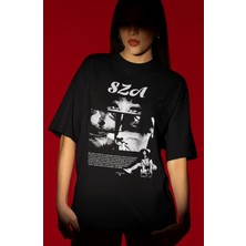 Sevbano Sza Rapper Şarkıcı Ön Baskılı Unisex Oversize Tişört