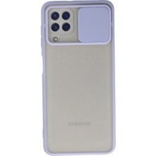 Vintessy Samsung Galaxy A22 Kılıf Palm Buzlu Kamera Sürgülü Silikon - Lila