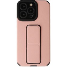 Vintessy Iphone 14 Pro Kılıf Mega Standlı Silikon - Pudra