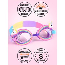 Özgürce Renkli Kız Çocuk Deniz Gözlüğü, Anti-Fog, Unicorn Tasarım