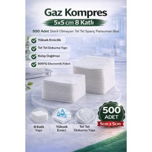 Paxteks Gaz Kompres 5x5 cm 8 Katlı 500 Adet Steril Olmayan Tel Tel Pansuman Bezi