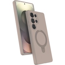 Newface Muratech New  Galaxy S23 Ultra Regal Magsafe Standlı Kapak - Çöl Titanyum