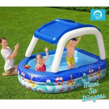 Özgürce Mavi Renkli Gölgelikli ve Kornalı Havuz 213X155 cm