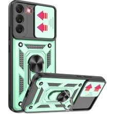 Elma Shop Galaxy S22 Kılıf Pars Lens Yüzüklü - Yeşil