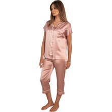 Icon Silk Gül Kurusu Beyaz Biye Detaylı - 'Sleep & Glow' Saf Ipek Pijama Takımı
