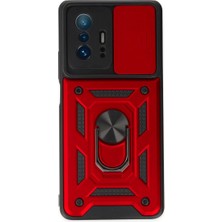 LTG Nova Mi 11T Kılıf Pars Lens Yüzüklü - Kırmızı