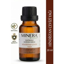 Minera Vital Hindistan Cevizi Yağı 20 ml (Coconut Oil) %100 Saf Soğuk Sıkım Damlalıklı Cam Şişe
