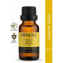 Minera Vital Limon Yağı 20 ml (Lemon Oil) %100 Saf Uçucu Yağ Damlalıklı Cam Şişe