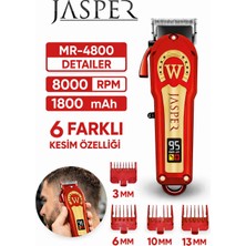 Jasper JPR-4800 Kırmızı Profesyonel Tıraş Makinesi 6 Farklı Kesim Özelliği Saç-Sakal Kesim