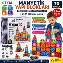 Oyuncak Fabrikası Manyetik Yapı Blokları 70 Parça 7,5 cm Büyük Boy 3D Stem Eğitici Oyuncak Seti