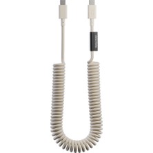 Native Union Pop Serisi Type-C To Type-C Spiralli Şarj Kablosu 60W 2.4m Krem