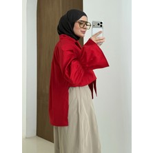Moda Aksa Fiyonk Gömlek Kırmızı