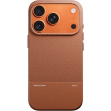 iPhone 17 Pro Kılıf M-Safe Uyumlu Deri Dokulu Native Union Re Classic Serisi Kapak Kahverengi
