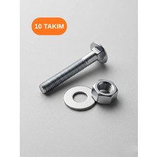 Şenzen 5/16X35 mm Yuvarlak Başlı Kasa Civatası + Somun + Pul (10 Takım)