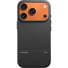 iPhone 17 Pro Kılıf M-Safe Uyumlu Deri Dokulu Native Union Re Classic Serisi Kapak Siyah