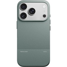 iPhone 17 Pro Max Kılıf M-Safe Uyumlu Deri Dokulu Native Union Re Classic Serisi Kapak Koyu Yeşil