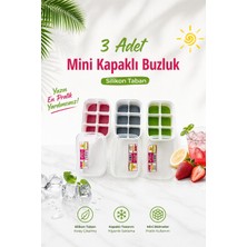 Evolis Kitchen 3 Adet Silikon Bas Çıkar Buzluk 6 Hazneli Kapaklı Yapışmaz Silikon Kokteyl Sunum Buz Kalıbı