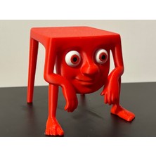 3D Baskı Zamanı Kırmızı Tabure Adam Figürü - 3D Yazıcı Gerçeküstü Tasarım Biblo - Absürt Sanat Heykelciği